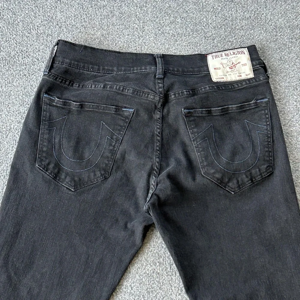 True‎ Religion Ricky Relaxed Straight Jeans Mens 34x33 Black Stretch Denim Logo
